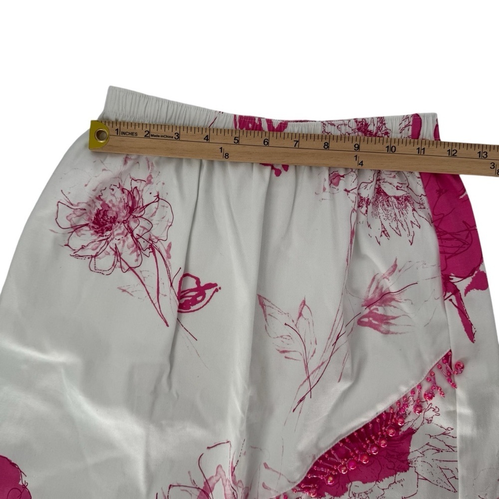 Lilly of California Floral Midi A-Line Skirt Pink Cream Beaded PS Petite Small - Picture 7 of 8